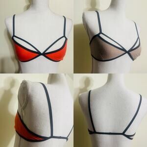 2 Anemone Sexy Strappy Bra Lingerie Small To Large, NOT PADDED, Brown & Orange